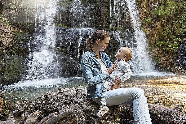 Mother and daughter at Josefsthal waterfall