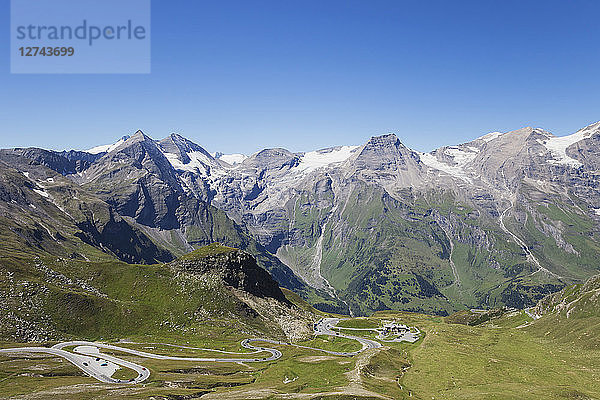 Austria  Grossglockner High Alpine Road  view from Edelweissspitze to Grosses Wiesbachhorn and Grossglockner