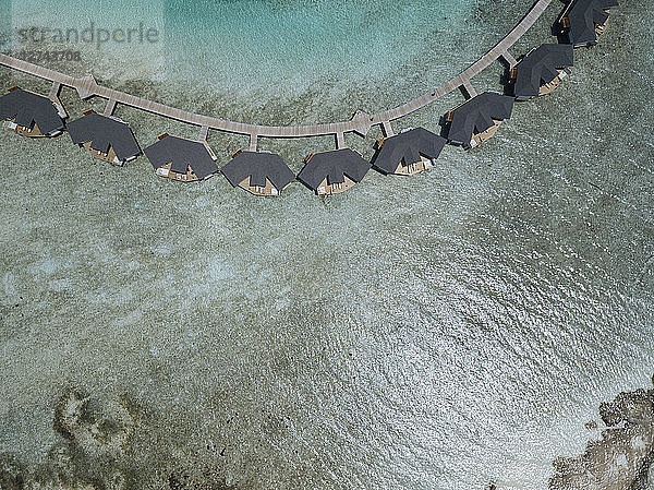 Maldives  Aerial view of water bungalows