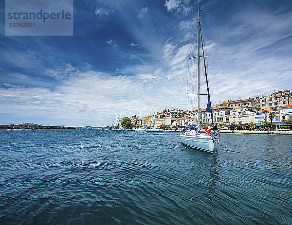 Croatia  Sibenik  Adria coast  sailing boat on the sea