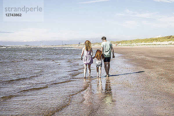 Netherlands  Zandvoort  family walking at the seashore