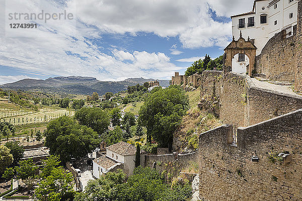 Spain  Malaga  Ronda with city wall