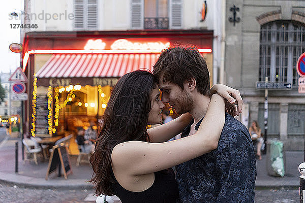 France  Paris  young couple in love in the district Montmartre