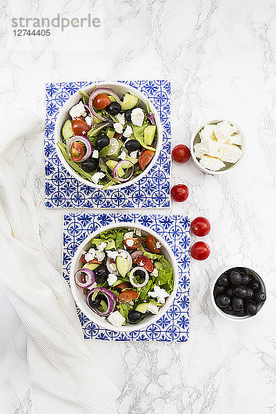 Two bowls of Greek salad