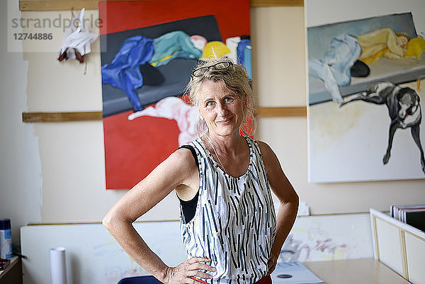 Female painter in her atelier  portrait