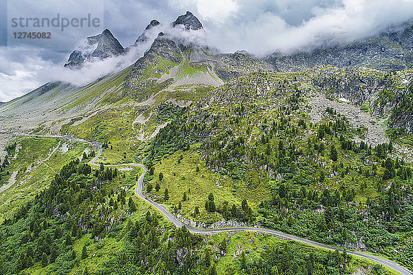 Switzerland  Graubuenden Canton  Aerial view of Albula Pass