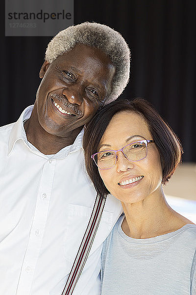 Portrait smiling  affectionate senior couple