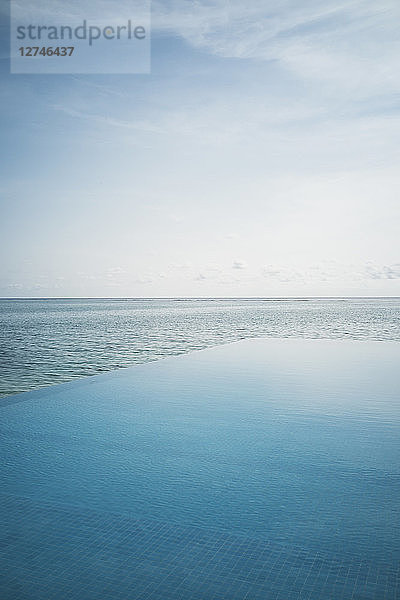 Ruhiger blauer Infinity-Pool und Meer  Malediven  Indischer Ozean