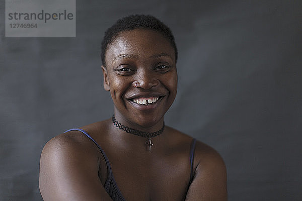 Portrait smiling  confident woman