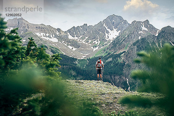 Wanderer auf Berggipfel  Mount Sneffels  Ouray  Colorado  USA