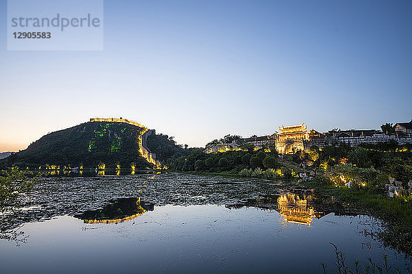 China  Qinyang  Ancient town at blue hour