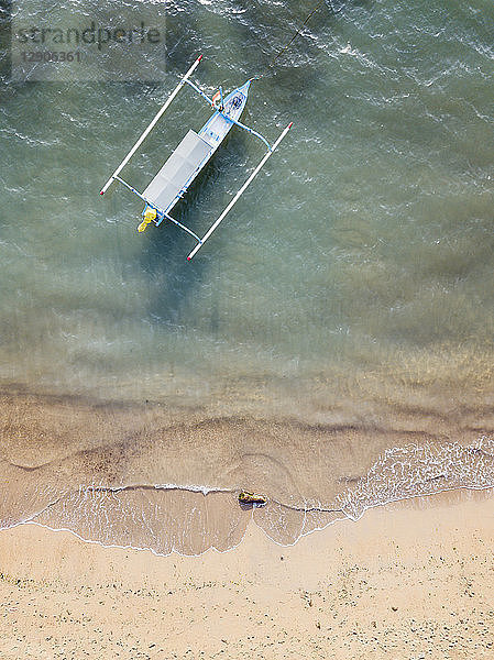 Indonesia  Bali  Aerial view of traditional boat
