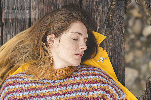 Portrait of woman having a rest outdoors