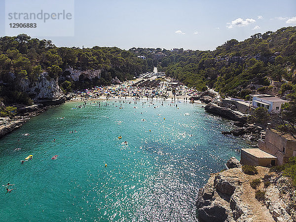 Spain  Balearic Islands  Mallorca  Aerial view of Cala Llombards  beach