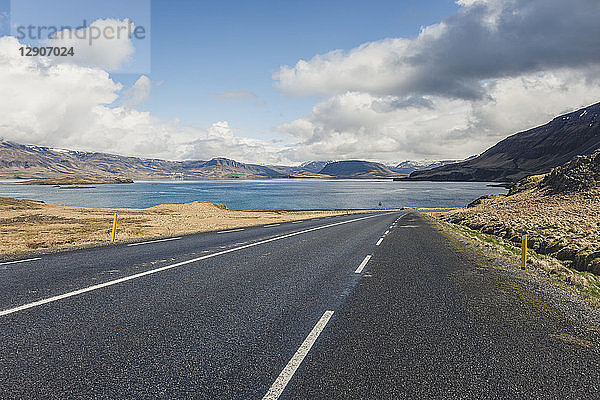 Iceland  empty road at Hvalfjoerdur