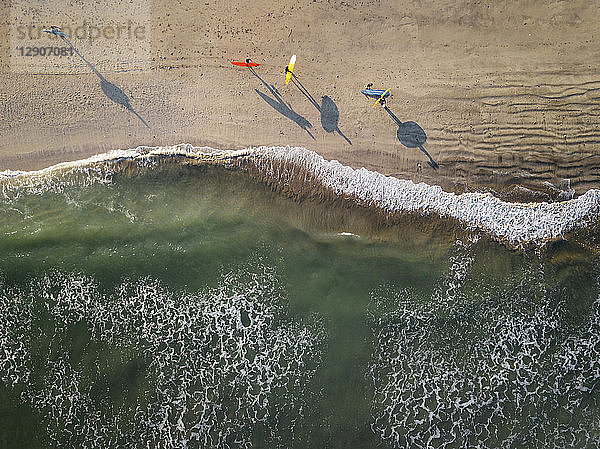 Indonesia  Bali  Kuta beach  Aerial view of surfers