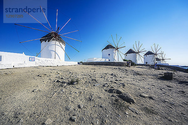 Greece  Mykonos  five historical windmills
