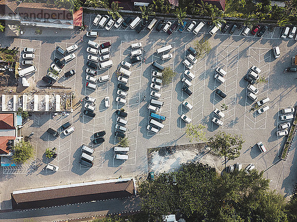 Indonesia  Bali  Aerial view of Car parking near Tanah Lot-temple