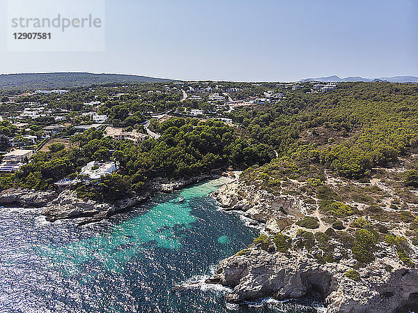 Spain  Mallorca  Aerial view of bay Cala Falco