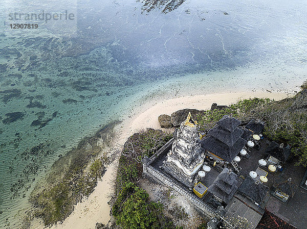 Indonesia  Bali  Aerial view of Nusa Dua beach  temple