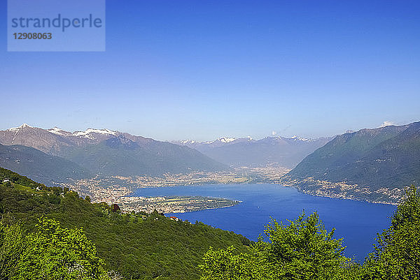 Switzerland  Ticino  Lago Maggiore  Mergugno  View to Ascona  Lugano