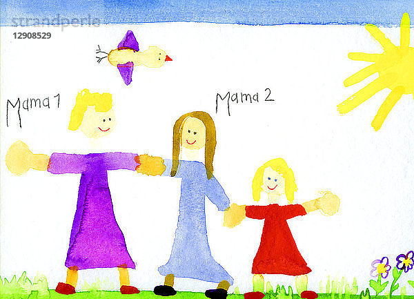 Children's drawing of lesbian couple and girl