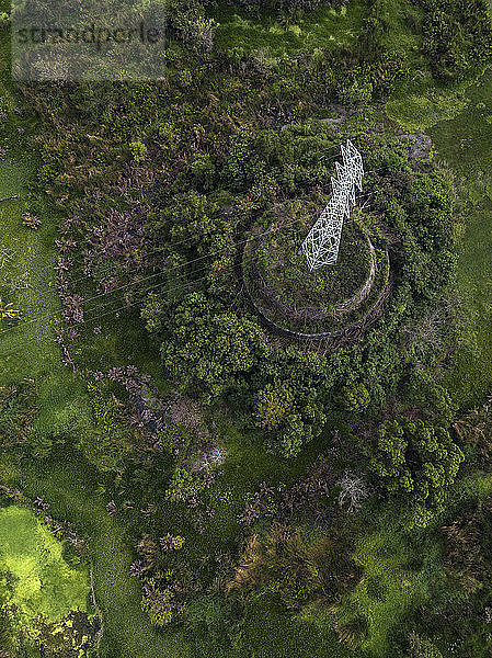 Indonesia  Bali  Aerial view of power pylon