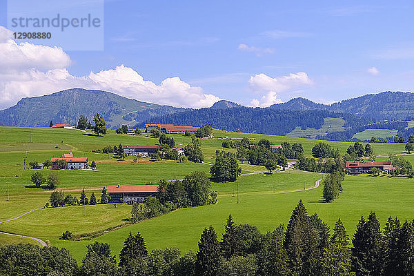 Germany  Bavaria  Allgaeu  Oberallgaeu  Oberstaufen  Allgaeu Alps  Laufenegg near Oberstaufen  Hochgrat and Nagelfluhkette