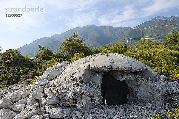 Albania  bunker on the beach of Palasa at Llogara Pass