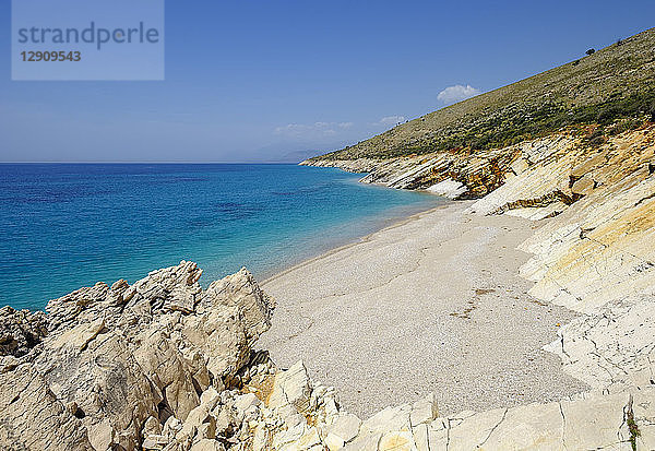 Albania  Vlore County  beach near Lukova  Albanian Riviera  Ionian Sea  Plazhi Shpella