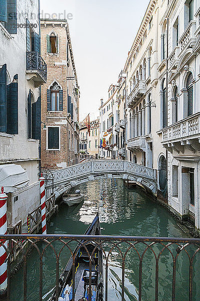 Italy  Venice  Canal with bridge and houses