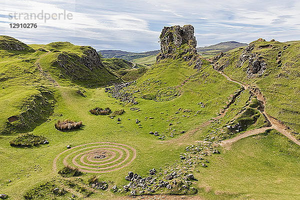 UK  Scotland  Inner Hebrides  Isle of Skye  Trotternish  Balnacnoc  Fairy Glen and Castle Ewen