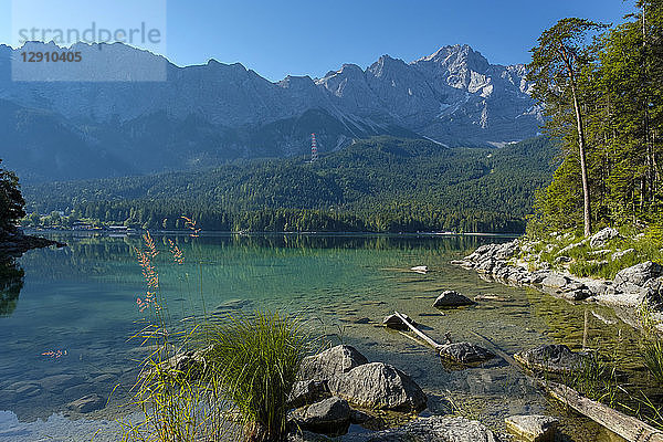 Germany  Upper Bavaria  view to Zugspitze with Lake Eibsee in the foreground