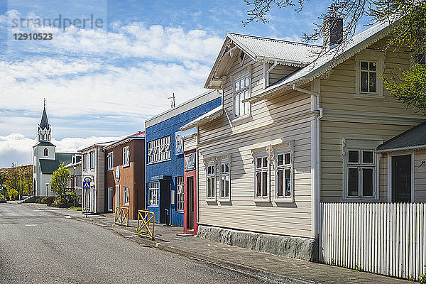 Iceland  Saudarkrokur  townscape  houses and church
