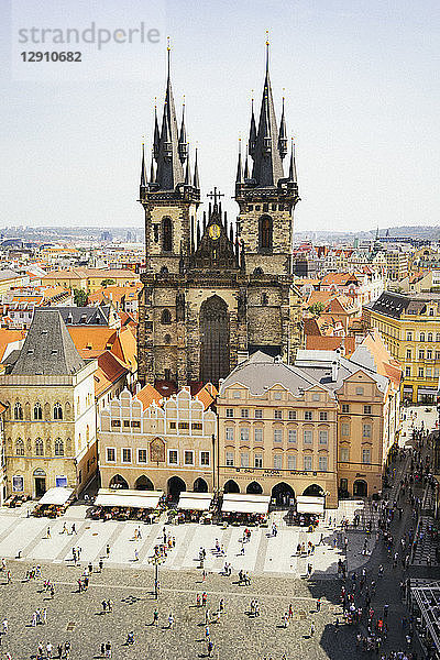 Czechia  Prague  view to Church of Our Lady from the old town hall