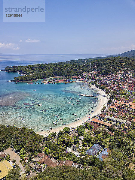 Indonesia  Bali  Aerial view of Padangbai  bay  beach