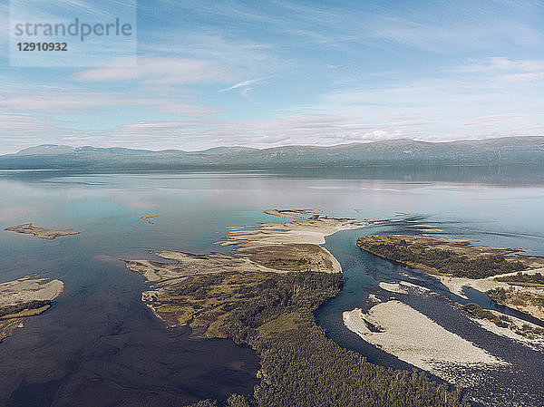 Sweden  Abisko  Aerial view of lake Tornetraesk