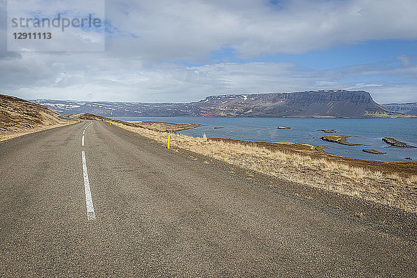 Iceland  Vestfiroir  empty road