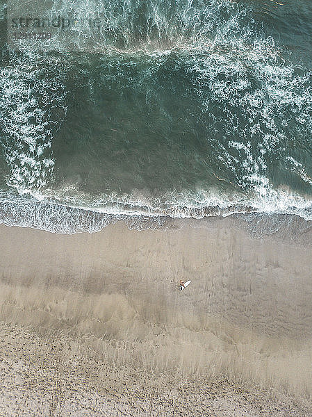 Indonesia  Bali  Aerial view of Padma beach  surfer