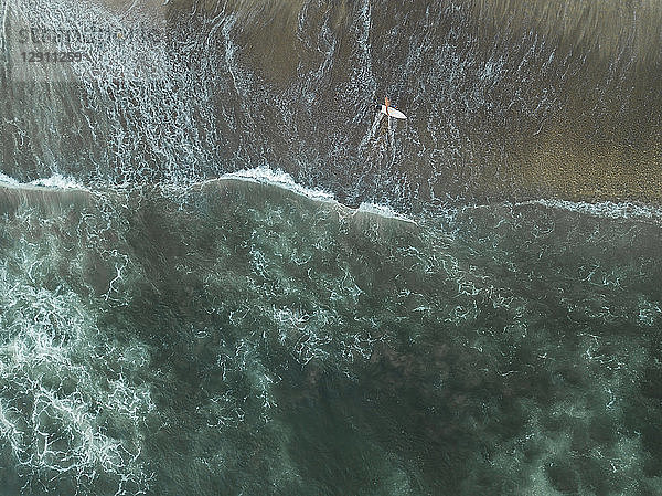 Indonesia  Bali  Aerial view of Padma beach  surfer