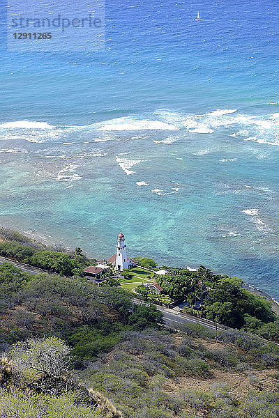 USA  Hawaii  Honolulu  lighthouse as seen from Diamond Head