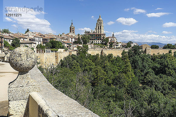 Spain  Castile and Leon  Segovia  Cityscape with Cathedral  View from Alcazar