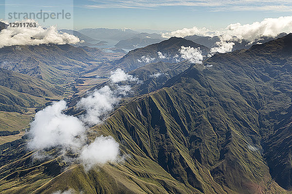 New Zealand  South Island  Aerial view of mountains in Otago region