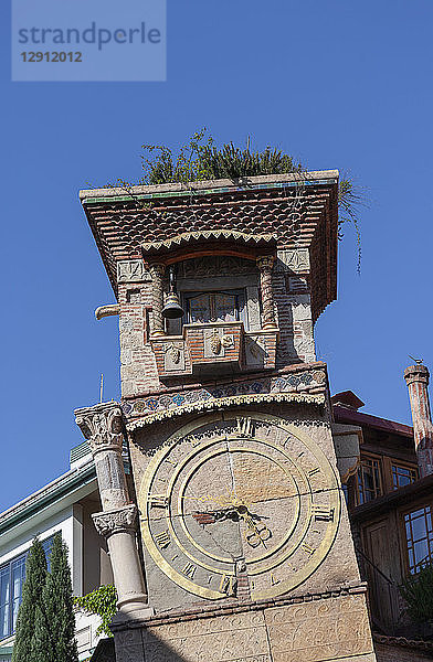 Georgia  Tbilisi  Clock tower of the puppet theater Gabriadze