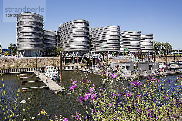 Germany  Duisburg  view to office buildings 'Five Boats' at inner harbour