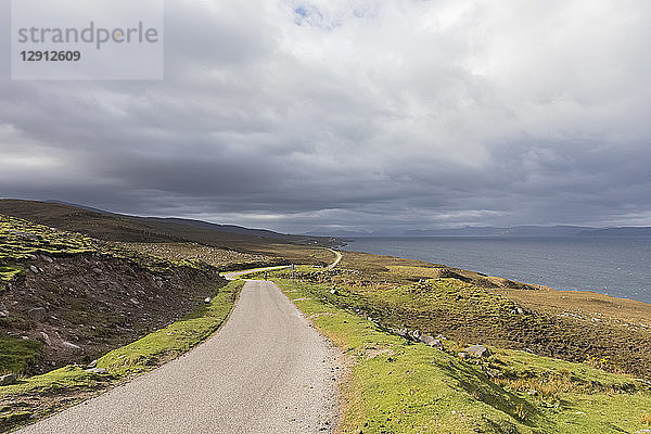 UK  Scotland  lonely road at Loch Torridon