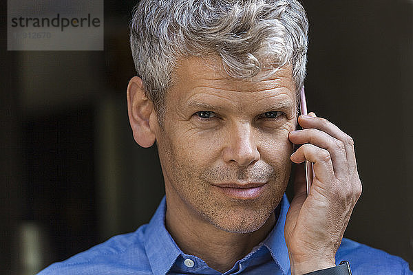 Portrait of mature businessman with grey hair on the phone