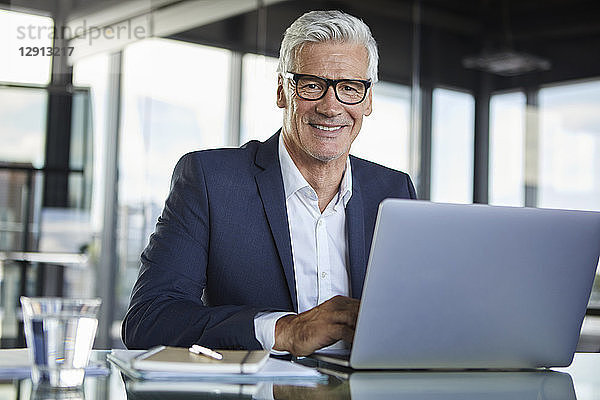 Businessman working in office  using laptop