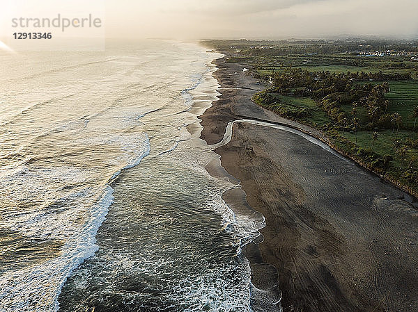 Indonesia  Bali  Aerial view of Bali island  beach in the evening