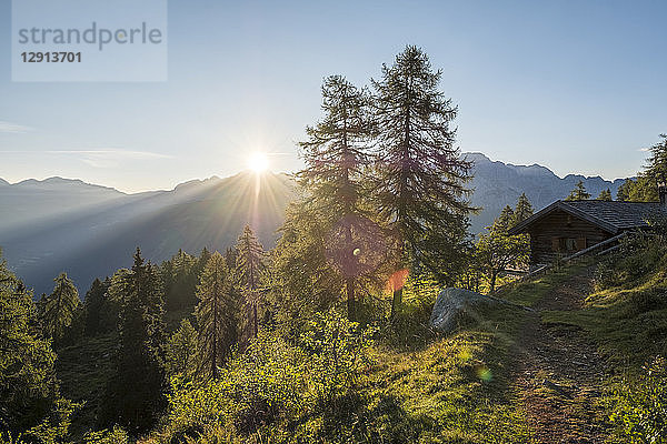 Italy  Trentino  Rendena valley  Brenta mountain range at sunrise